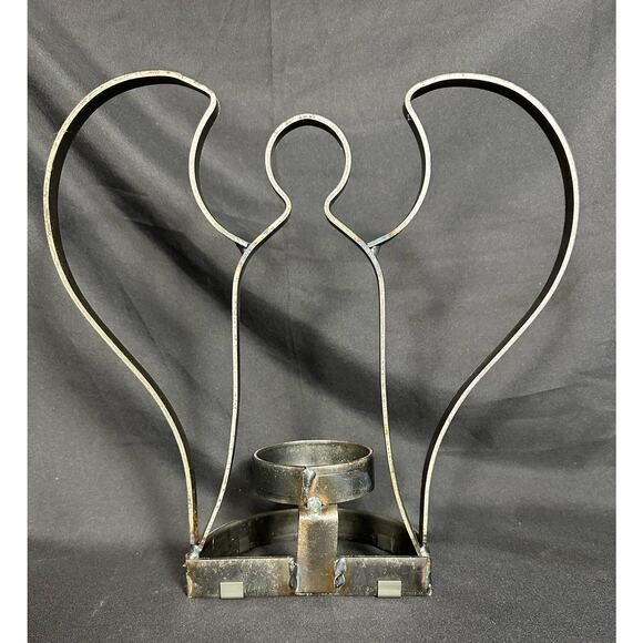 Welded Iron Angel Sculpture Candle Holder 12-1/2” Tall Very Good Condition - Picture 4 of 6